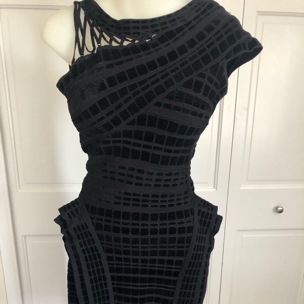 Herve Leger Runway velour bandage dress